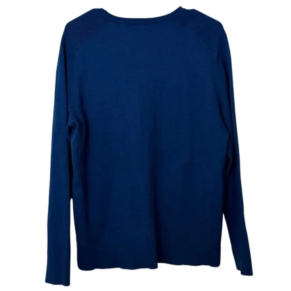 Express Men’s V-Neck Merino Wool Blend‎ Long Sleeve Sweater Size XL Blue Office